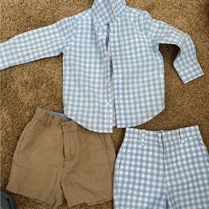 Janie and Jack Blue and White Gingham 3-Piece Matching Set